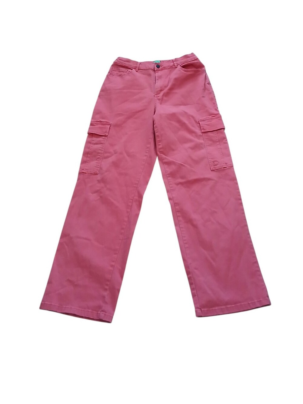 United Colors of Benetton Women’s Coral Red Wide Leg Cargo Pants – Size M